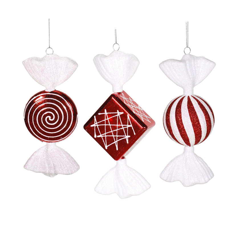 Ensemble de 3 décorations de noël en forme de fêtes peppermint