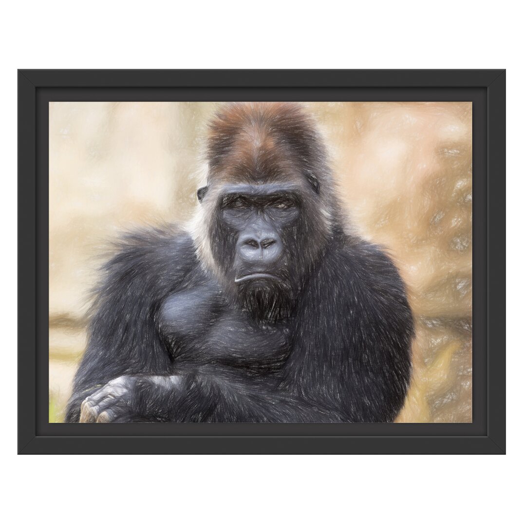 Gelangweilter Gorilla Gerahmter Fotodruck