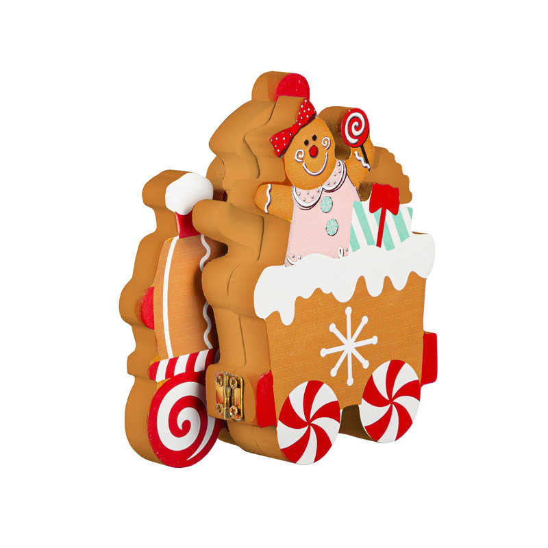 Décoration de table en bois Gingerbread Train, 11,25 po L