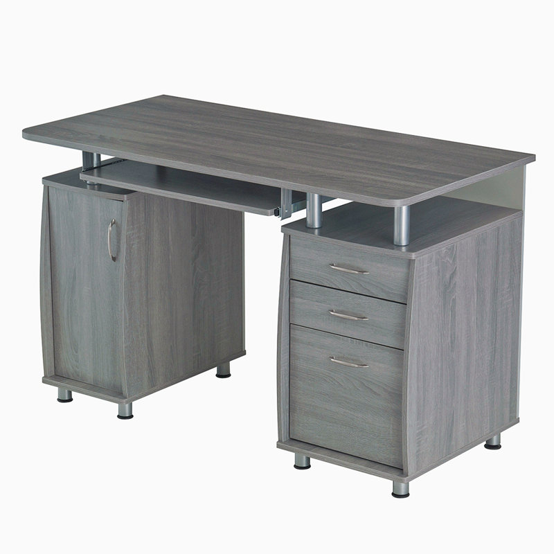 Bureau d'ordinateur avec rangement Techni, Gris