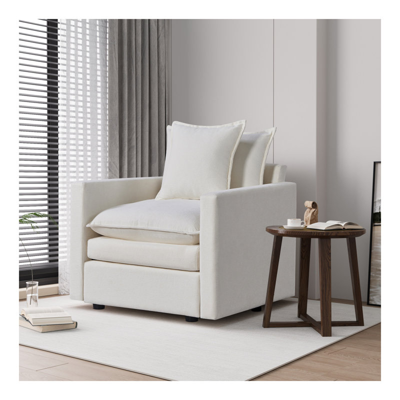 Canapé rembourré en tissu Chenille, White