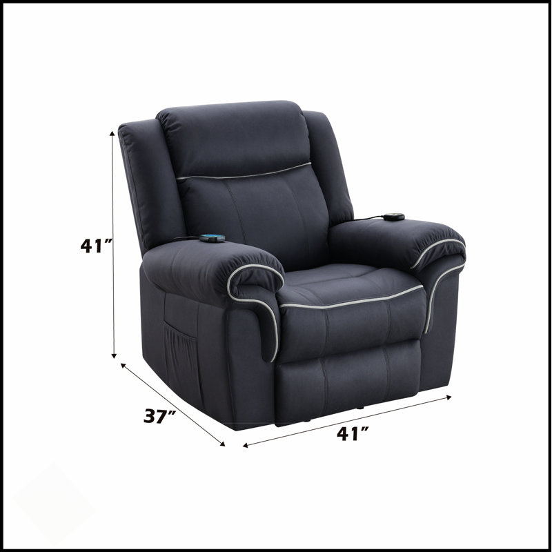 Fauteuil inclinable électrique en microfibre Domana, Bleu très foncé