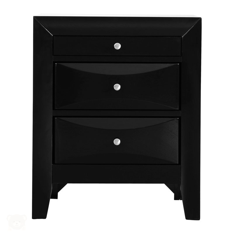 Table de chevet noire élégante avec tiroirs