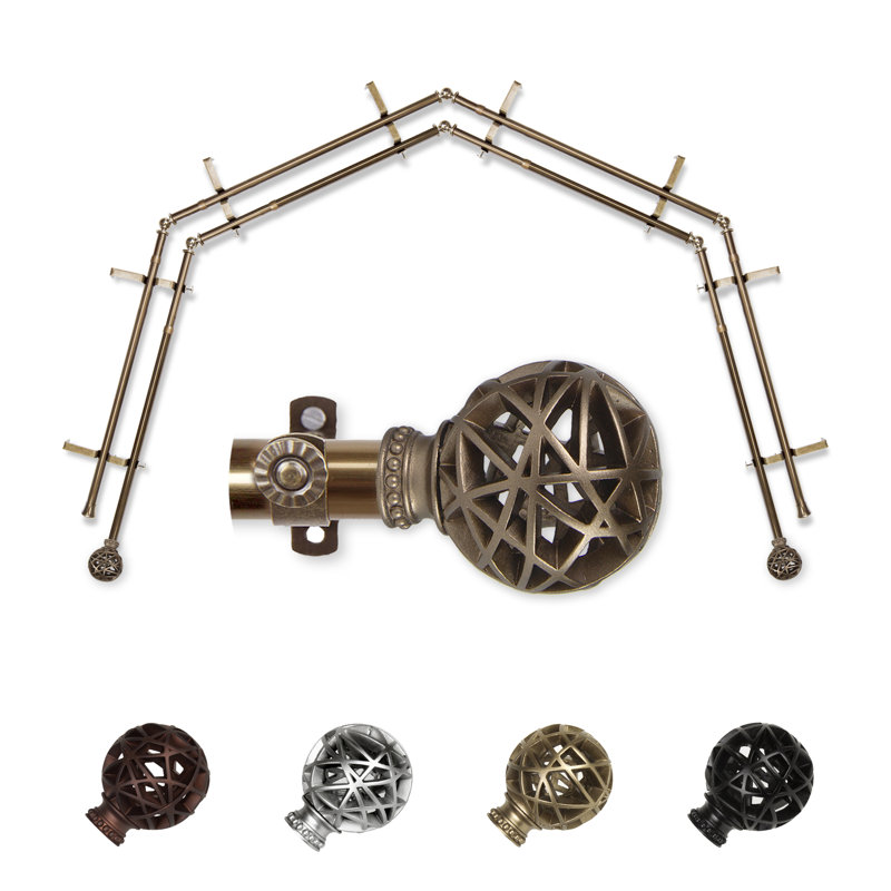Tringle à rideaux double baie vitrée réglable de 28 po à 48 po Leanette, Laiton antique