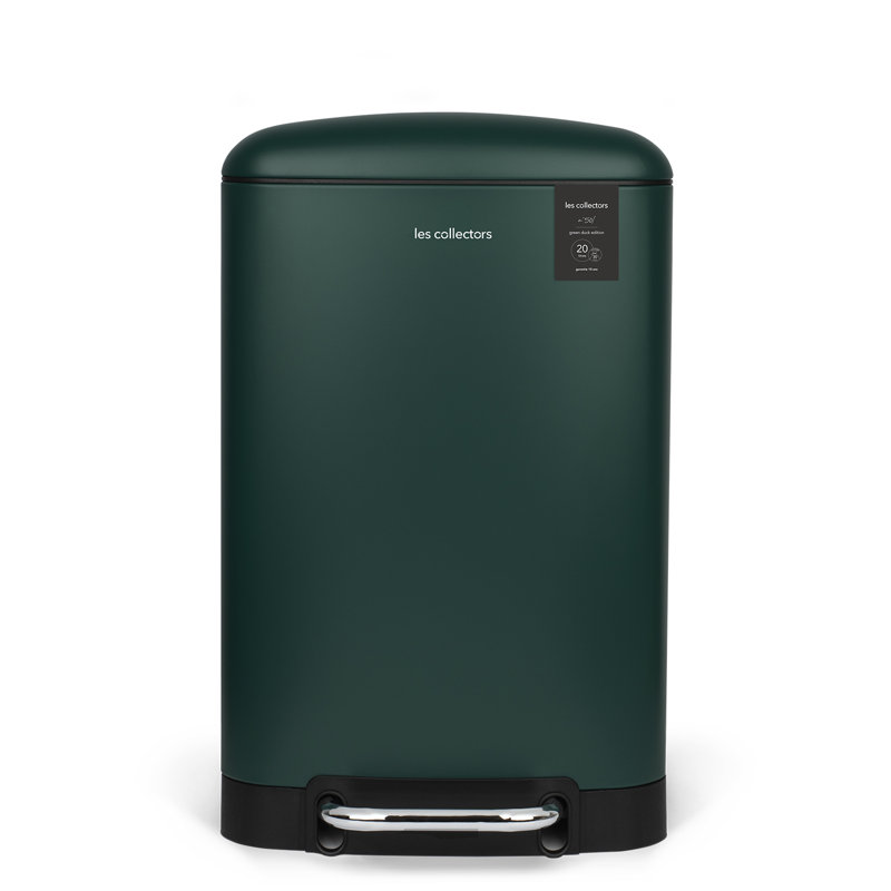20 Litre Step On Trash Can, 52.5cm H x 30cm W x 29cm D, Green