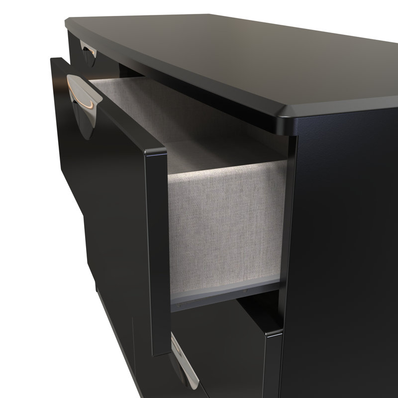 Fully Assembled Leodis 6 - Drawer Chest of Drawers, Black Gloss