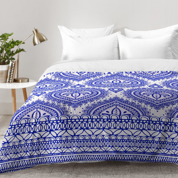 Modern & Contemporary Polyester Damask Comforter, Full/Queen Comforter + 2 Standard Shams