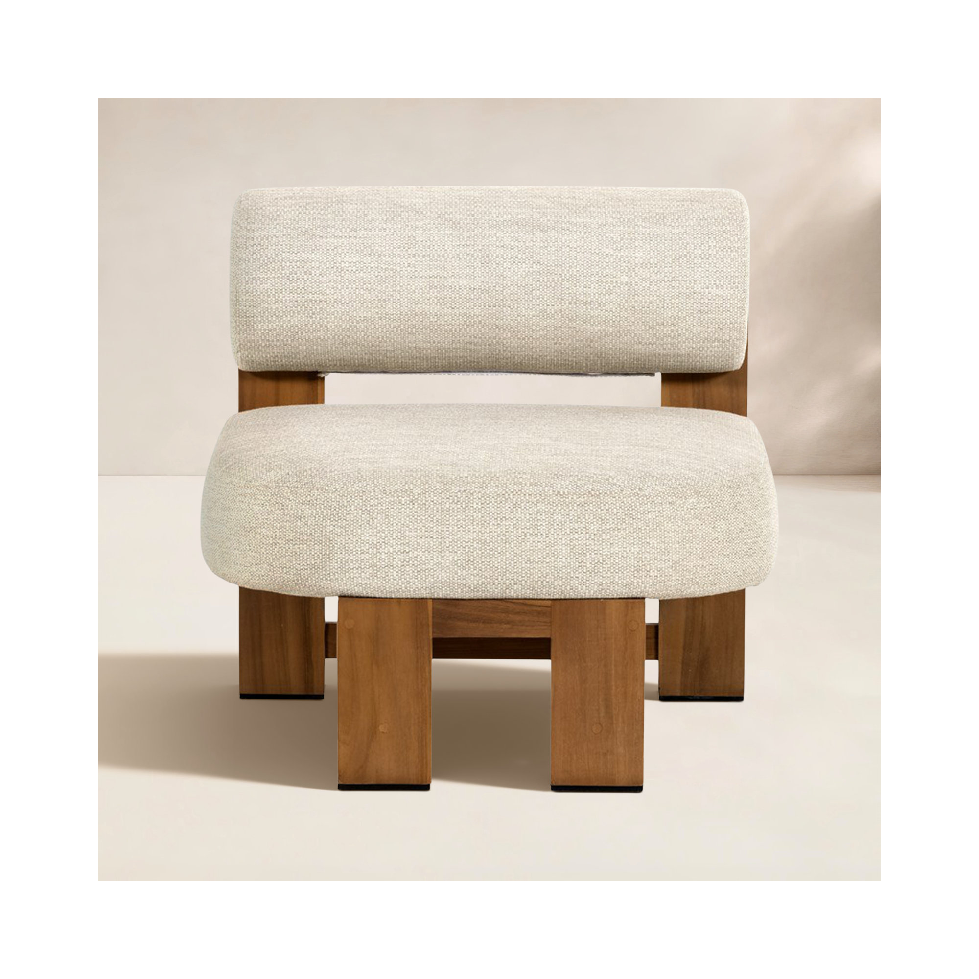 Teak Outdoor Armless Lounge Chair, Natural, Faye Sand
