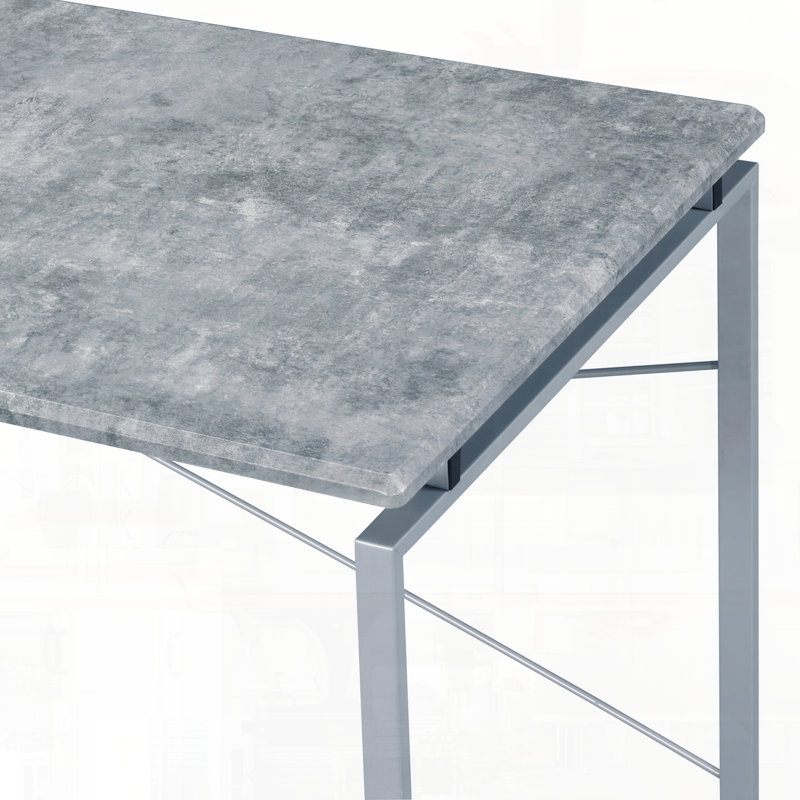 Bureau d'écriture avec placage en métal, Gris/argent