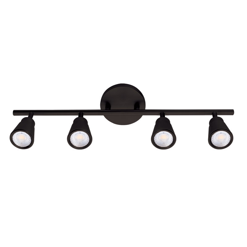 Solo 36'' Black LED Track Light with Clear Glass Shades