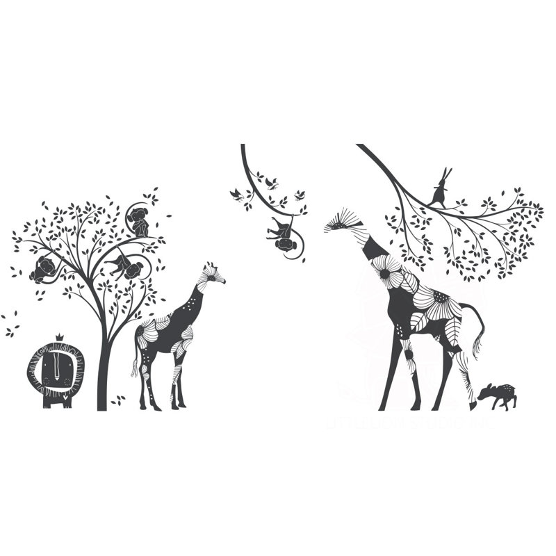 Décalcomanie murale jungle baby, Anthracite
