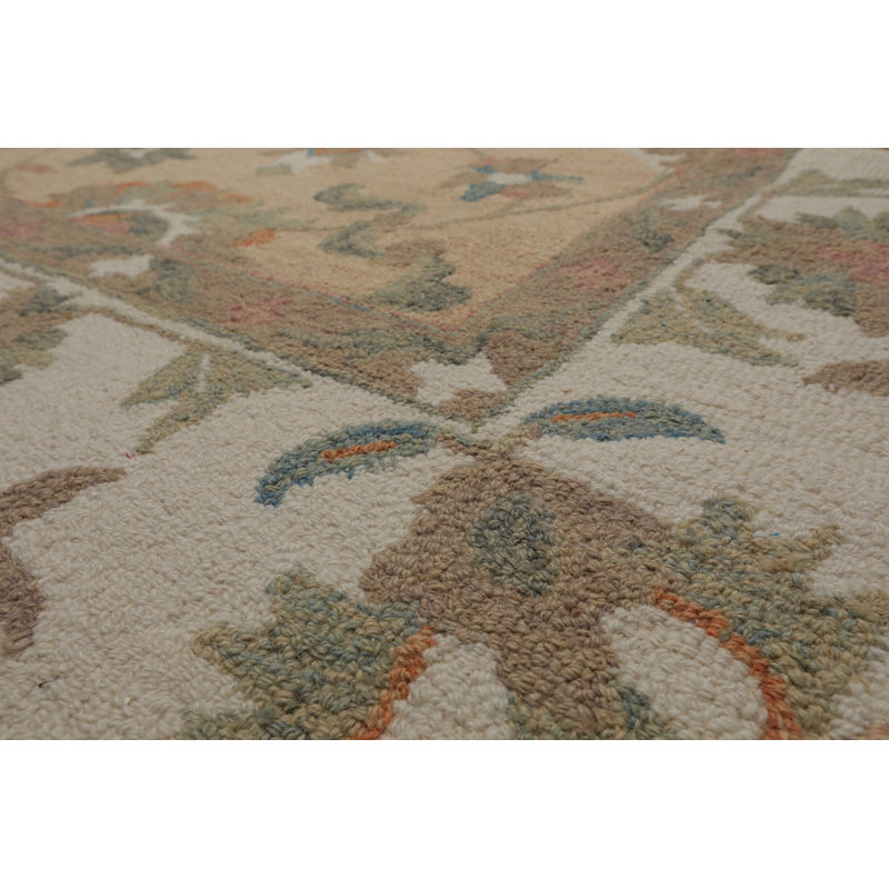 Tapis oriental multicolore en laine Agra crocheté à la main, Rectangle 8' x 10'