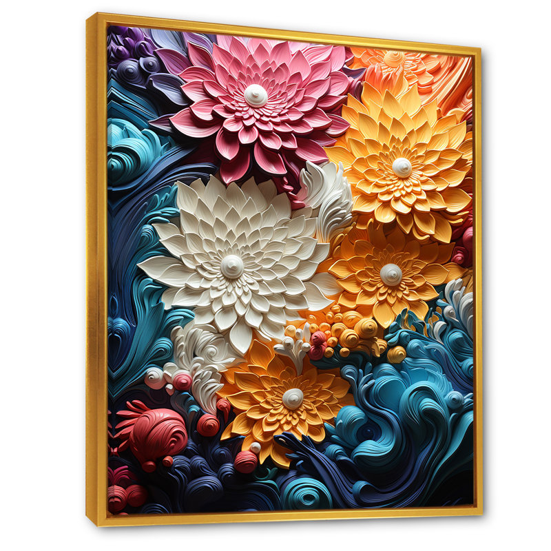 " Multicolor Op Art Vibrant Oscillations I ", Gold Floater Framed, 32" H x 24" W x 1" D