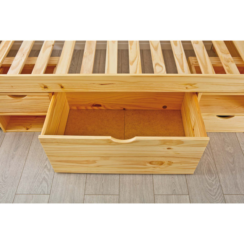 Chamarion Solid Wood Bed, 90 x 200cm, Light Brown