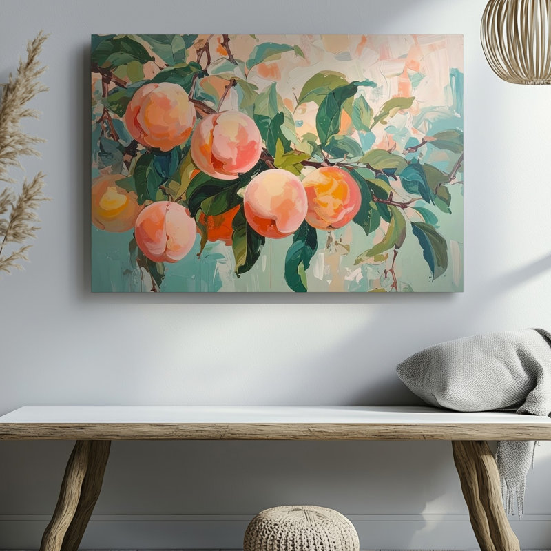 "Peach Branch", toile d'art fantaisiste aux tons pastel, H 9 po x l 12 po