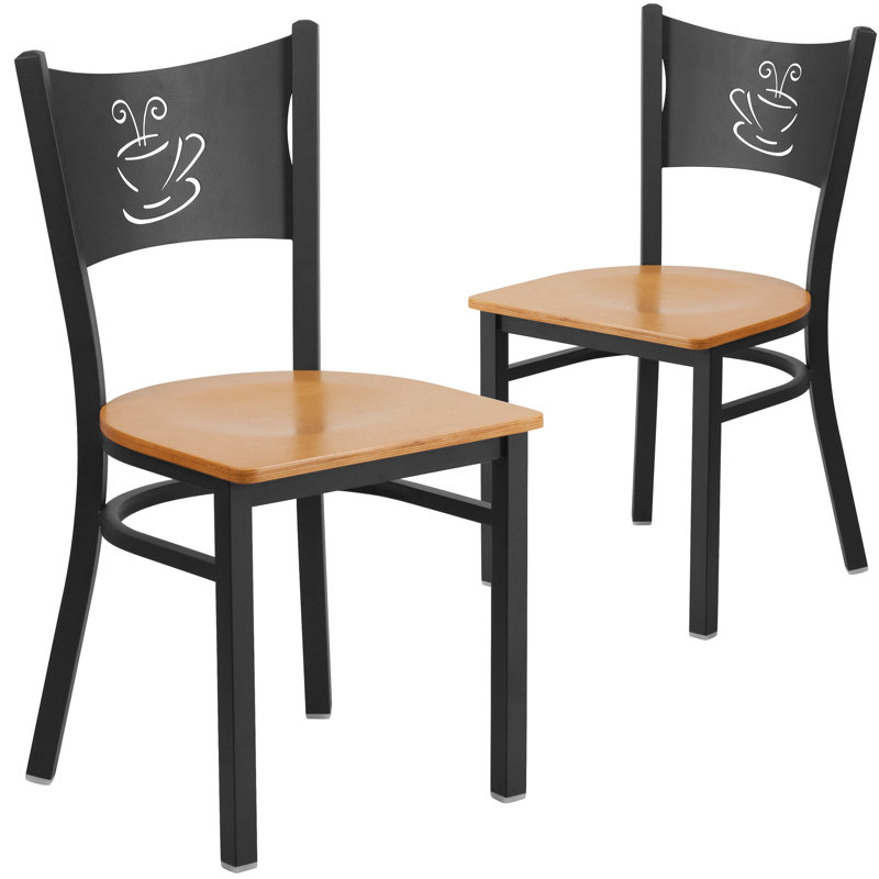 Penaloza Coffee Back Metal Restaurant Chair, Natural