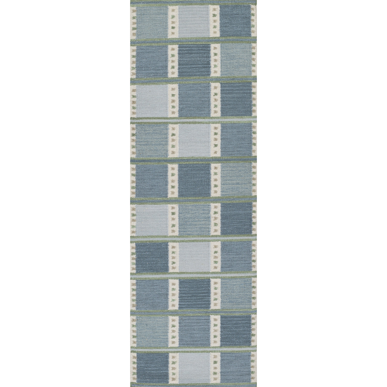Freya Scandi Hand Woven Wool Blend Blue Area Rug, Runner 2'6" x 8'