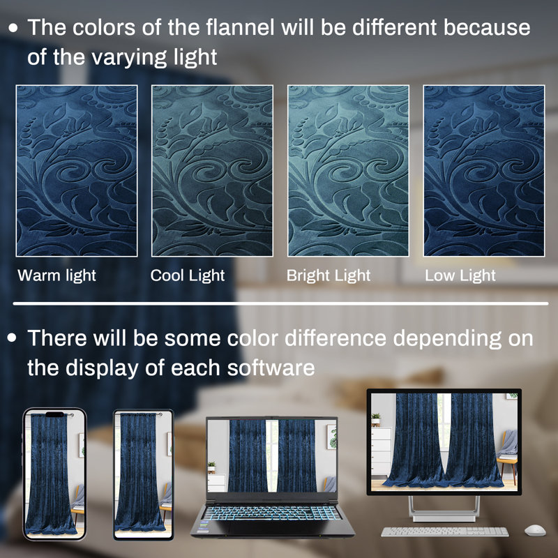 Jekhi Velvet Blackout Pair, 52" W x 96" L, Nightfall Navy