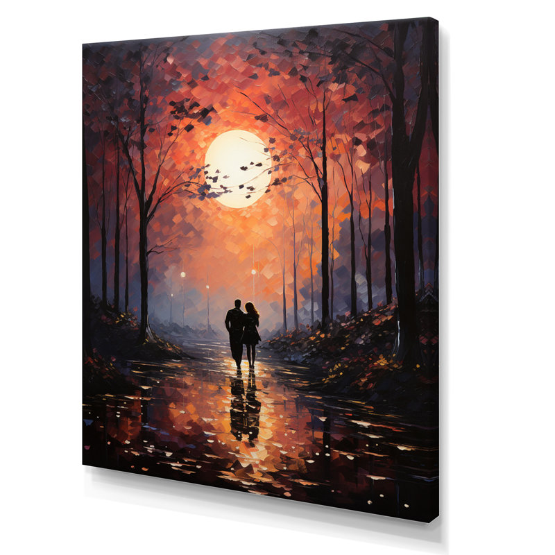 Lorah Couple romantique, paysage embrassant le coucher de soleil II sur toile, H 20 po x l 12 po x P 1 po, Toile tendue