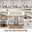 Meuble-lavabo à longueur réglable avec miroir à DEL Cloud et tiroirs de rangement, conception à texture nervurée, armoire latérale, pour chambre à coucher, dortoir et petits espaces