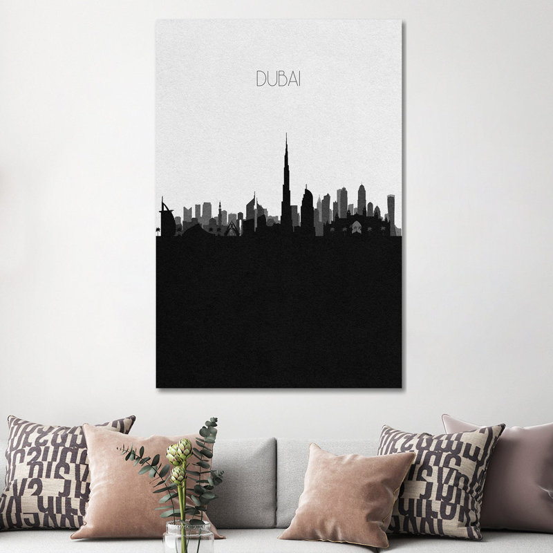 Dubai, UAE City Skyline by Ayse Deniz Akerman - Print on Canvas, 20.32 cm H x 30.48 cm W, Wrapped Canvas