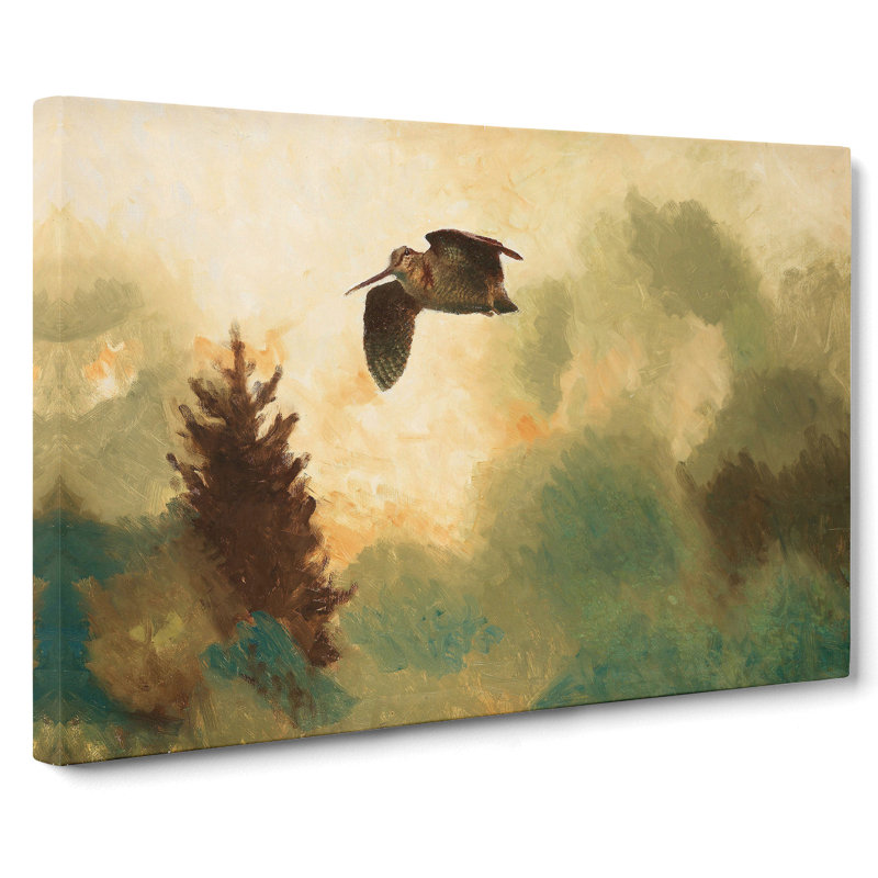 Snipe Bird by Bruno Liljefors - Wrapped Canvas Painting, 40cm H x 60cm W x 3cm D