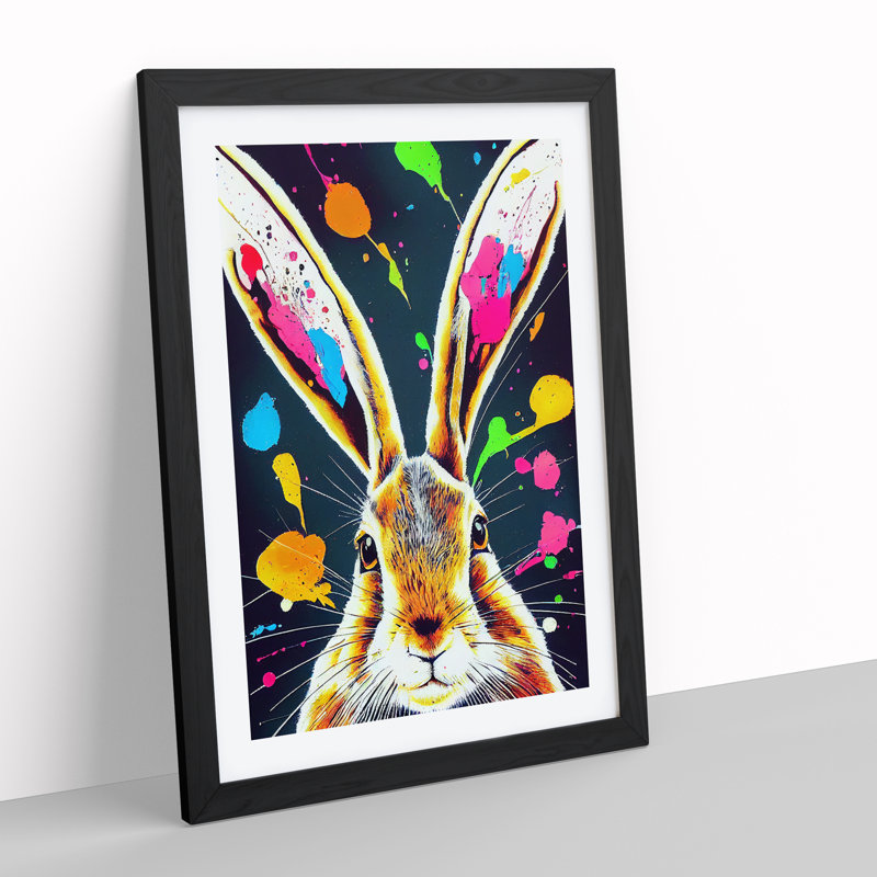 Paint Splashed Hare - Framed Print, Black, 34cm H x 25cm W x 2cm D
