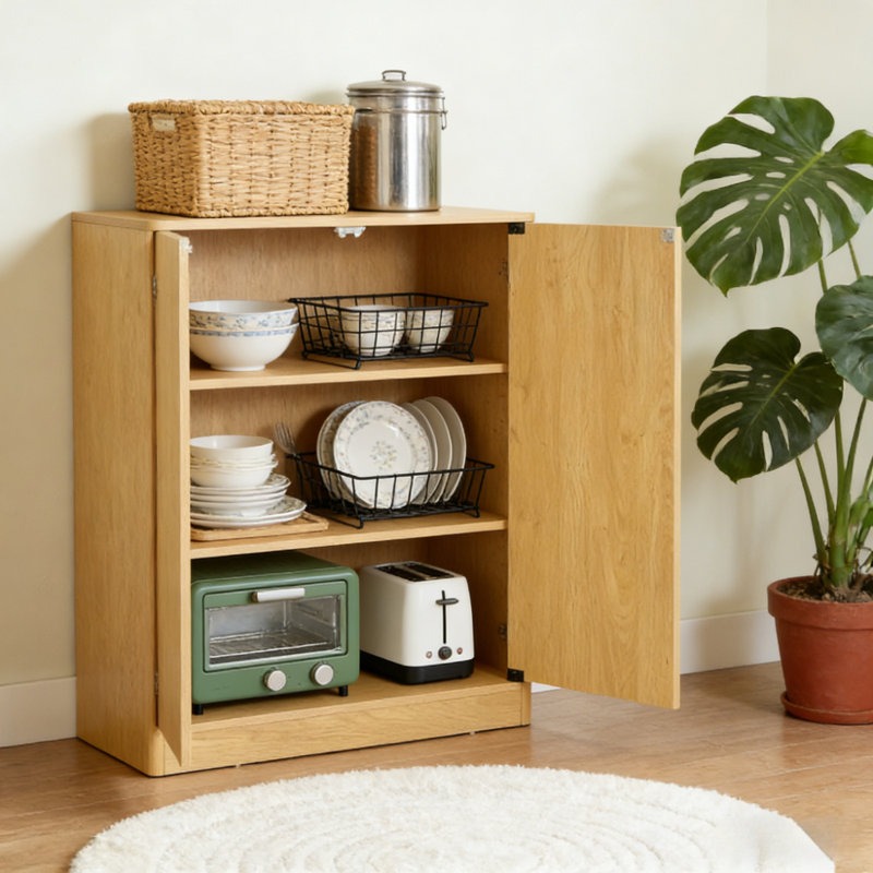armoire de rangement à contour incurvé, Naturel