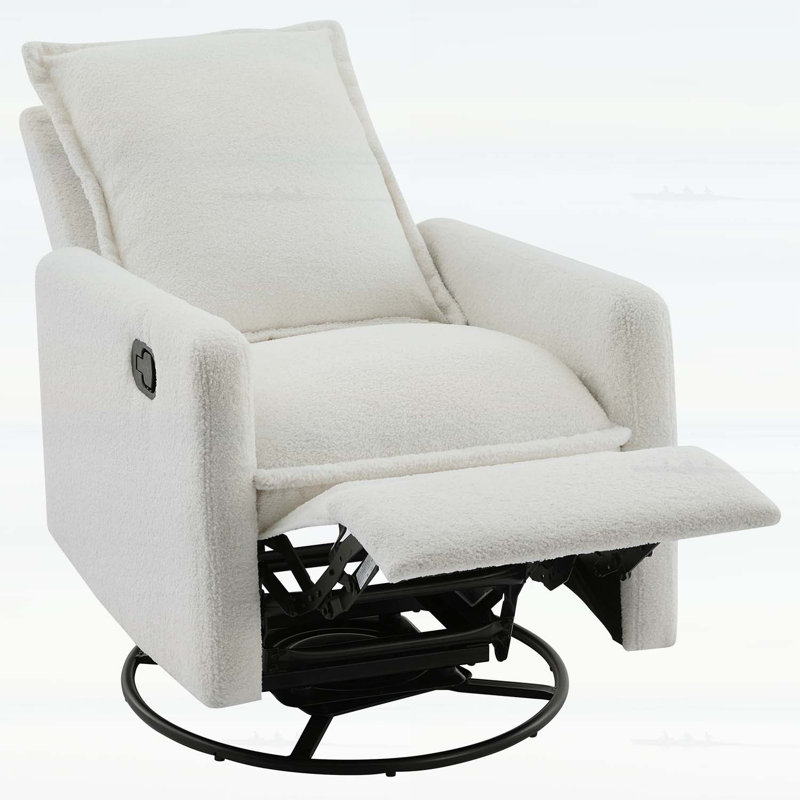 Swivel Rocker Recliner Chair with Gliding Motion, White