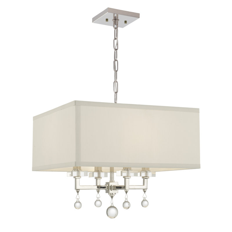 4 - Light Unique Chandelier with Crystal Accents, Polished Nickel