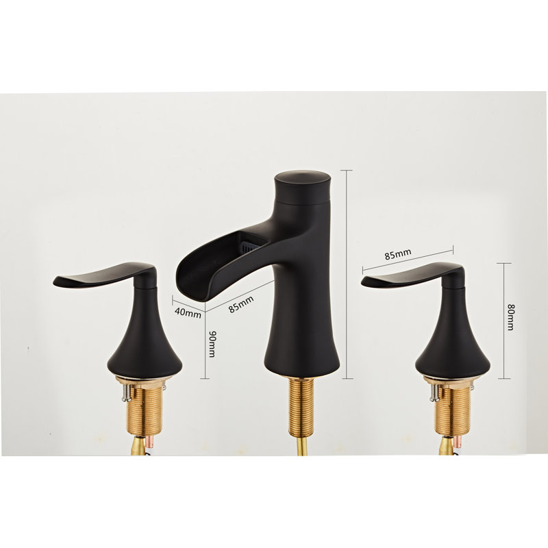 Widespread 2-handle Bathroom Faucet with Drain Assembly, Matte Black