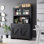 Armoire de cuisine multifonctionnelle avec support pour micro-ondes et bar à café