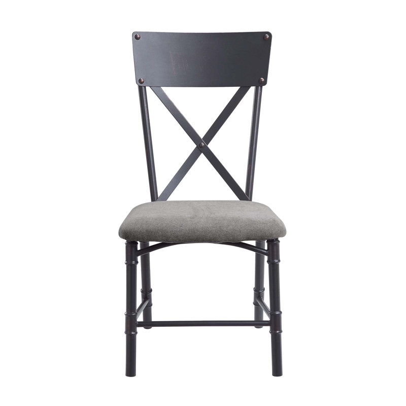 Ensemble de 2 chaises d'appoint Edina en tissu gris, chêne et finition sable noir