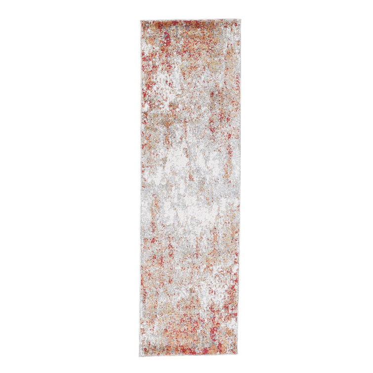 Holly Transitional Abstract Durable Performance Orange/Gray Area Rug