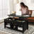 Table basse Red Barrel Studio® avec compartiment caché et tablettes de rangement noires