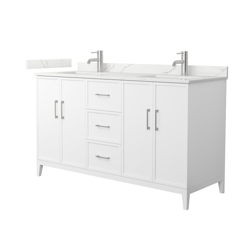 Elan 66'' W Vanity, 8" Center, White / Brushed Nickel, 60'' W
