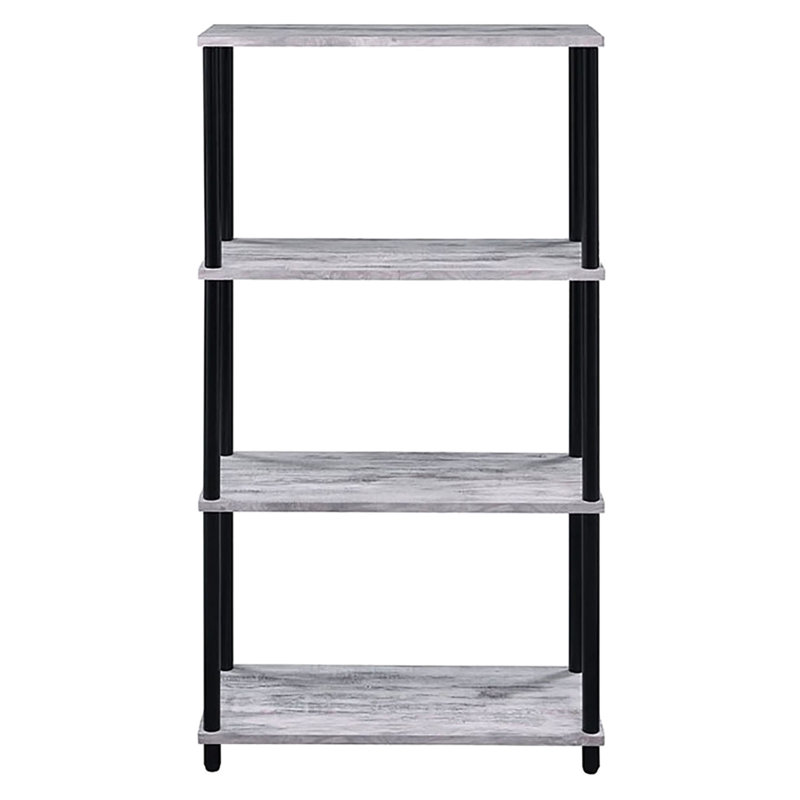 Bibliothèque à 4 tablettes en blanc antique et noir à des fins décoratives