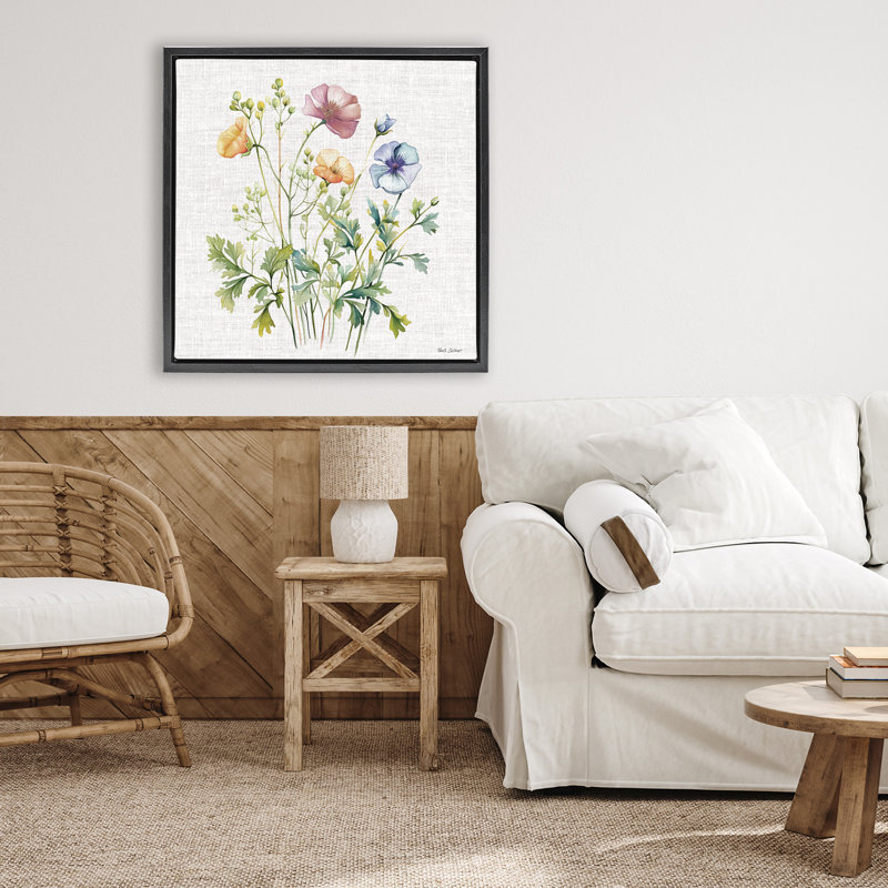 Wild Botanical Bundle Floating Frame, design by Nicole DeCamp, 25" H x 25" W, Jet Black Floater Frame