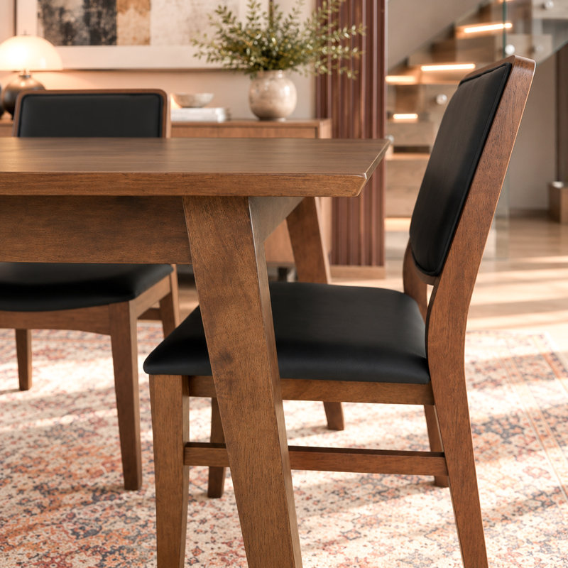 Brimmer Rubberwood Rectangular Solid Wood Top with Solid Wood Base Dining Table