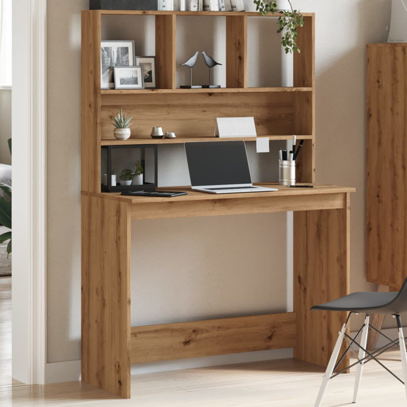 17 Stories Desk With Shelves 102X45x148 Cm Engineered Wood, Artisan Oak