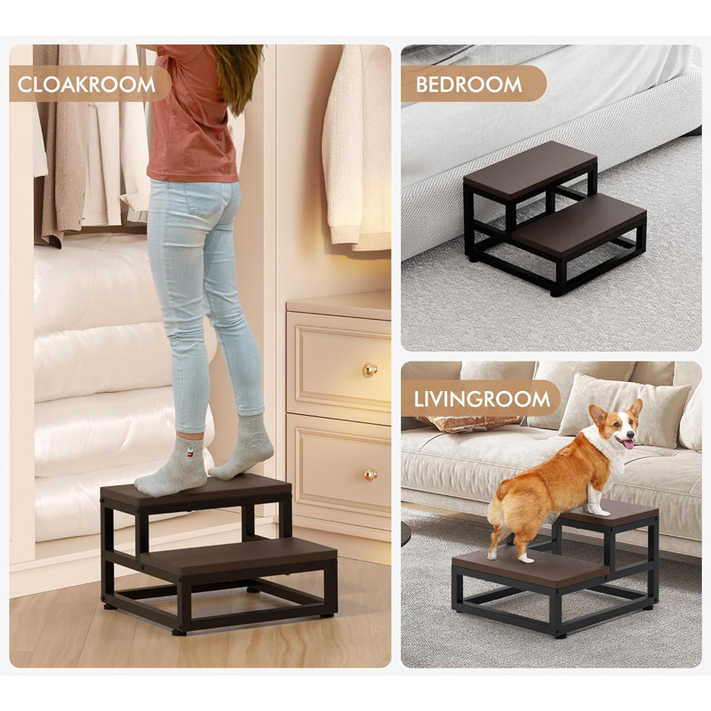 2-Step Waterproof HDPE Step Stools for Adults Kids
