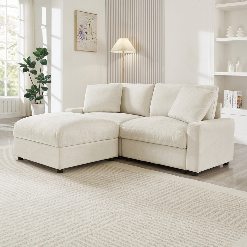 Canapé modulaire peu encombrant avec rangement caché, conception moderne en polyester pour le salon