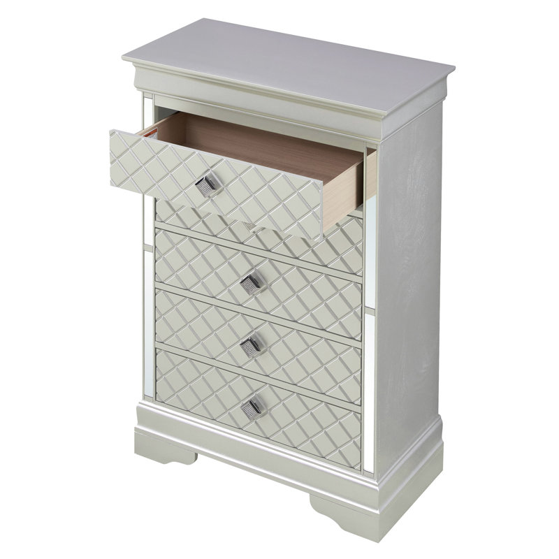 Commode 5 tiroirs Modern, Gris