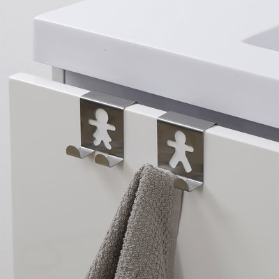 2 crochets doubles pour porte d'armoire - Design homme femme - chrome
