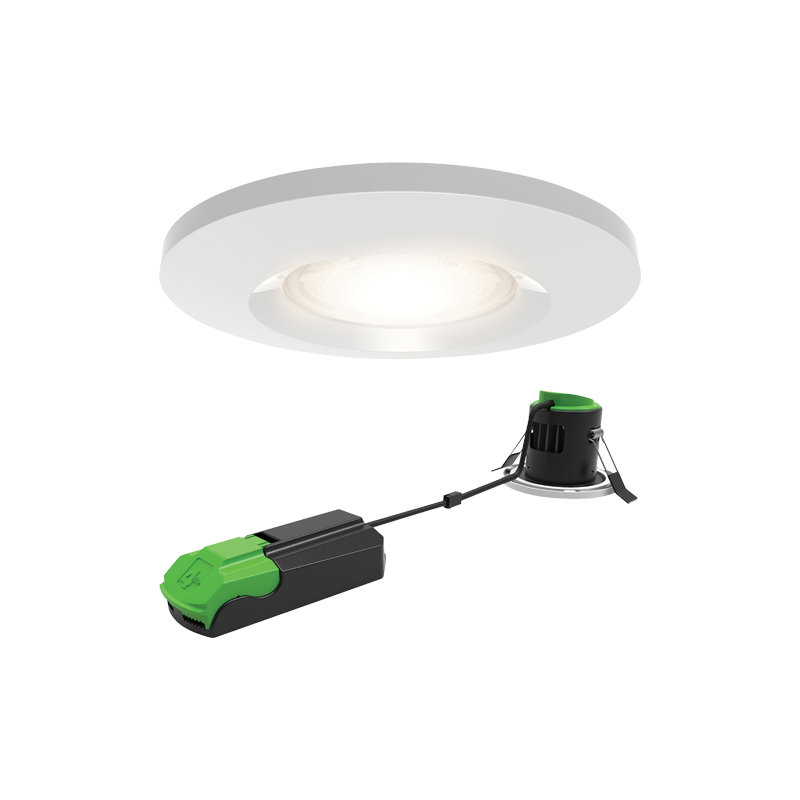 Fire-Rated Indoor Downlight (Matt White) IP65 Rated Dimmable Spotlight Supplied with a 2700k - 6500k 670lm Smart GU10 Bulb - 4L1/2005