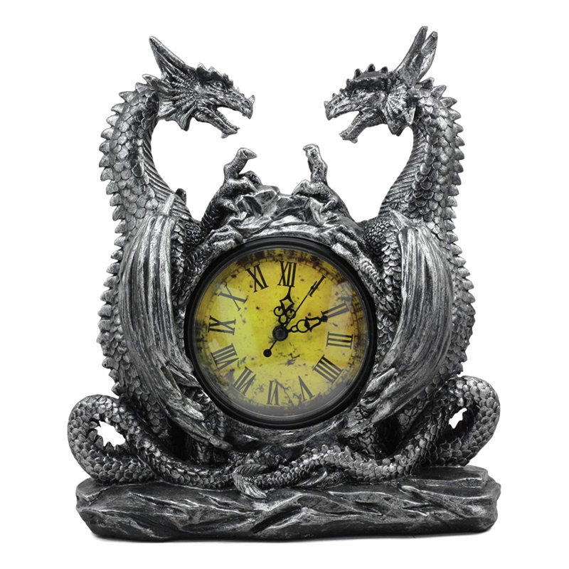 Roman Numeral Resin Quartz Movement / Crystal Tabletop Clock in Silver