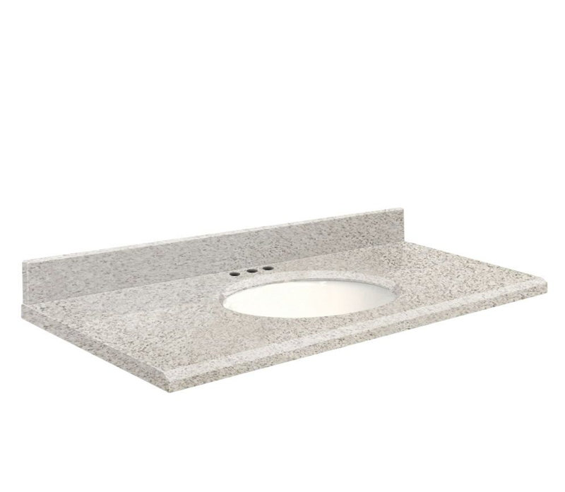 Dessus de salle de bain simple 49 po meuble-lavabo, Blanc, Érable naturel / Blanc, Centré de 8 pouces