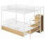 Lit superposé simple au-dessus d'un lit double en métal avec tiroir et échelle de rangement, robuste et amp; Peu encombrant (L 92,8 po x l 56 po x H 67 po)