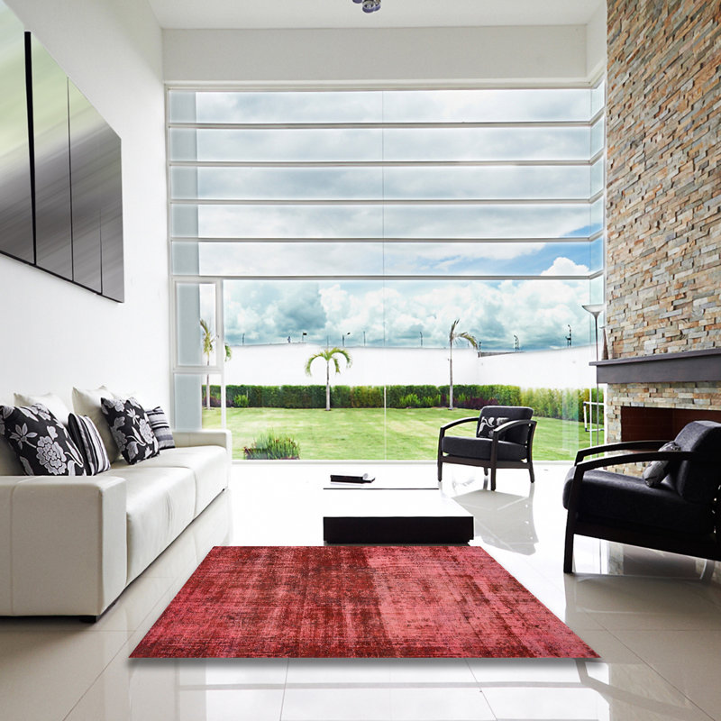 Tapis rouge en laine Power Loom, Carré 5 pi