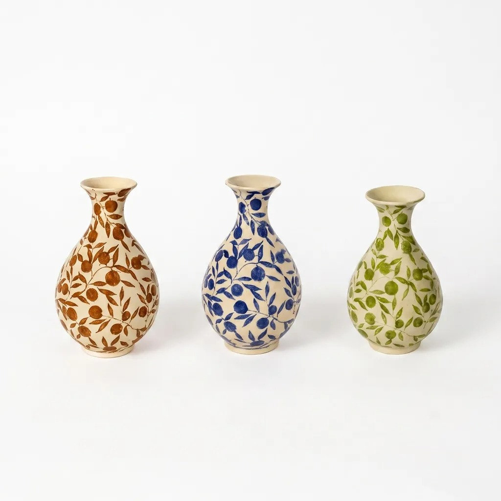 Olivia Sage Green Vase Large, Small, Golden Brown